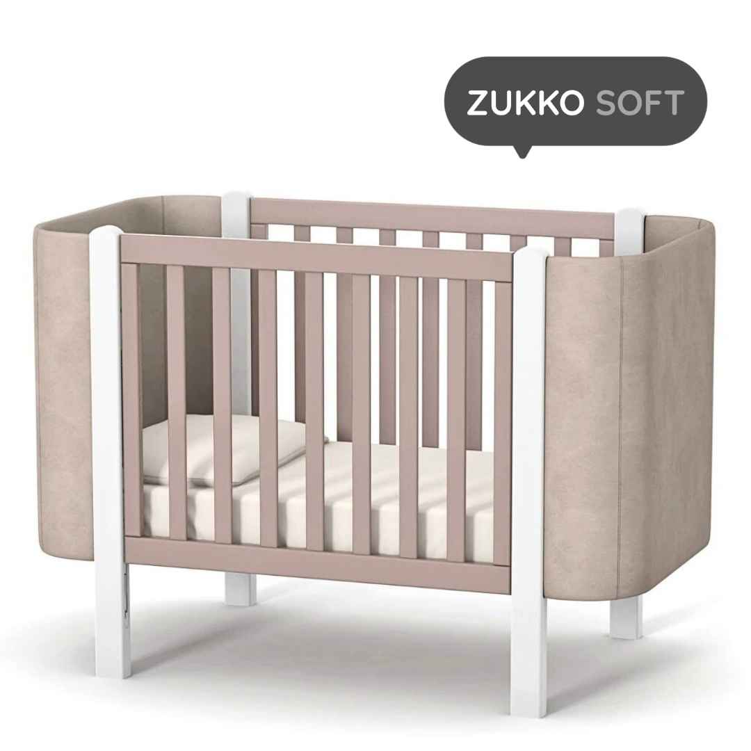 Dětská designová postýlka Zukko Soft Gekko Kids 120x60. Cappuccino / Bílá